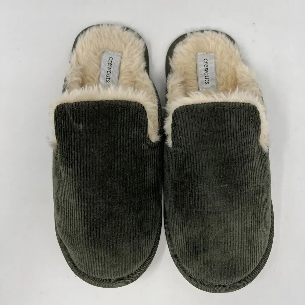 Crewcuts Boys Slippers Forrest Green Curduroy Sz. 5
